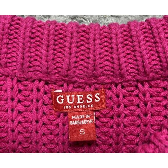 Guess Sweater Womens Pink Brown Colorblock Chunky‎ Knit Small - Picture 2 of 9